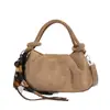 Bolsa Pequena de Camurça com Textura Fosca Retrô Feminina Nova para Outono/Inverno 2026 Bolsa de Ombro Única Versátil Casual Bolsa Transversal de Personalidade