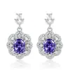 Aliexpress Nova Colar Pedra Preciosa Colorida Ovo de Pombo Moda Luxo Anel Diamante de Alto Carbono Brincos com Pingente Oval Atacado