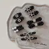 Pasador de Flor Negra Estilo Coreano Pinza para Flequillo para Niñas, Pinza Lateral de Moño con Perlas y Pedrería, Accesorio para el Cabello