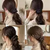 Goma para el pelo floral marrón, elegante y a la moda, con diseño de cuadros para mujer, nuevo estilo 2026, accesorio para el pelo de tela de alta calidad