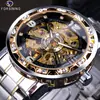 Reloj forsining moda para hombre casual clásico popular hueco pedrería manual reloj mecánico entrega de una pieza