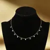 Collar Transfronterizo Nuevo de Acero de Titanio con Diamantes de Colores, Cadena para Clavícula Incrustada con Diamantes Dorados de Lujo Ligero Europeo y Americano, Cadena de Cuello Fina de Alta Gama para Mujer de Nicho