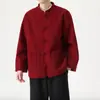 Conjunto de Duas Peças Masculino Estilo Chinês Retro de Lã com Botões, Jaqueta e Calça, Novidade Outono/Inverno 2025