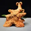 Talla de Madera de Tuyo del Taihang Tres Ovejas Abriendo Adornos Talla de Madera Maciza Oveja del Zodiaco Pieza de Mano Mascotas Artesanías Joyería