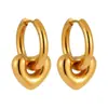 Brincos Pendentes Elegantes de Ouro em Formato de Coração e Estrela, Estilo Europeu e Americano para Mulheres, Brincos Versáteis de Luxo Leve de Nicho de Alta Qualidade