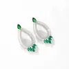 Brincos de Zircônia Vazados em Forma de Gota d'Água, Venda Quente Transfronteiriça, Modernos, Simples, Elegantes, Versáteis, Brincos de Zircônia Redondos Vazados em Forma de Gota d'Água