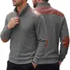 Ebay Ropa para Hombre Transfronteriza Jacquard Texturizado Punto con Solapa Patchwork Americano Parches en Hombros y Mangas Sudadera Deportiva Casual