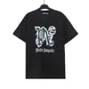 Comercio Exterior Venta al por Mayor Transfronteriza Pa Angel Marca de Moda Logo de Letras de Palmera y Llama Pintura Graffiti Camiseta de Manga Corta Ropa para Parejas