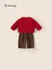Youbao Roupas Infantis Conjunto para Criança Jaqueta Cardigan de Pelúcia Costurada com Calça Longa Peluda Conjunto de Duas Peças para Meninas Roupa Anual Infantil