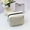 Estilo Ins Nova Bolsa de Maquiagem de Veludo de Aparência Sofisticada Cor Lisa Portátil Compartimento de Grande Capacidade Bolsa para Artigos de Higiene Pessoal e Cosméticos