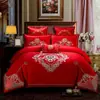 Juego de Cuatro Piezas para Recién Casados Rojo Grande Boda Boda Boda Boda Funda de Edredón de Algodón Bordado Regalo de Acompañamiento para Boda Ropa de Cama