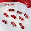Decorações de unhas com strass vermelho para o Ano Novo, bolas grandes de strass vermelho, acessórios para unhas no atacado, strass de cristal estilo natalino.