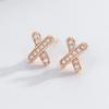 Pendientes de Plata de Ley S925 Letra X Estilo Ins Circonita Incrustada Pendientes de Personalidad de Moda Joyería Versátil de Diseño de Nicho para Mujeres