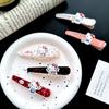 Sanrio horquilla de pico de pato larga de gato con puntos de onda acrílica, linda, dulce, corazón de niña, flequillo, clip cosmético, tocado