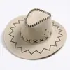 Sombrero de vaquero de mezclilla occidental para hombre y mujer, gamuza vintage con cuerda a prueba de viento, ala grande, protección solar, sombrero para el sol, sombrero de viaje para lugares pintorescos