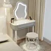 Tocador tipo crema para dormitorio, tocador simple para maquillaje, tocador moderno de lujo ligero, tocador tipo nube estilo princesa