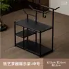 Estante de Exhibición de Escritorio, Pequeño Adorno de Hierro Forjado, Estante para Juego de Té y Hojas de Té, Gabinete de Múltiples Tesoros, Soporte de Exhibición para Tetera de Arcilla Púrpura, Estante de Almacenamiento