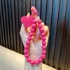 Corrente de Celular Colorida com Contas, Pingente de Mochila em Formato de Coração para Meninas, Ornamento de Chaveiro de Carro, Corrente Pequena para Pendurar Presente Venda por Atacado