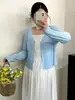 Chaqueta Cardigan de Punto Versátil con Cuello en V para Mujer Tallas Grandes 2026 Verano Suelto Corto con Pedrería para Mujeres con Curvas 23995