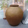 Jarrón de Cerámica Estilo Wabi-Sabi Retro Americano, Jarrón de Cerámica Rústica para Flores Secas, Adorno Vintage Inspirado en Zen Hecho a Mano para Exhibir en una Repisa