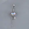 Anillo de Ombligo Europeo y Americano Transfronterizo de Acero Inoxidable 316L Anillo de Ombligo de Acero de Titanio Clavo de Ombligo Doble con Diamante Botón de Ombligo Sexy Adorno de Ombligo
