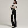 Calça Feminina Jeans Micro La Preta Cintura Alta Outono e Inverno 2024 Nova Slim-fit Stretch All-match Calça Flare Ferradura
