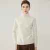 Suéter de Cashmere Gola Alta 2026 Outono/Inverno Novo Estilo Manga Raglan Feminina Camada Base Estilo Elegante Solto Malha Quente