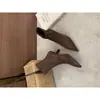 Botas Curtas Femininas Elegantes da Moda Nova Versão Coreana Outono/Inverno Salto Fino Bico Fino Salto Alto