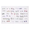 Venta Caliente Transfronteriza de 36 Pares de Juegos de Aretes Geométricos, Accesorios de Aretes de Flor y Animal de Plástico para Mujeres, Aretes Pequeños con Pedrería al por Mayor