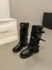 Hebilla de cinturón estilo páramo, botas apiladas, nuevas botas vaqueras western vintage desgastadas 2026 con diseño arrugado a media pantorrilla