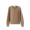 Cárdigan fino de alta gama estilo coreano para mujer, 100% lana, cuello redondo con cierre de botones, simple y moderno, suave y cómodo, abrigo de otoño