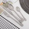 Conjunto de Talheres de Aço Inoxidável com Revestimento de Titânio, Padrão de Cabeça Dupla, Faca, Garfo e Colher para Steak Ocidentais Retrô, Personalizado de Fábrica