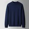 Ropa de Hombre Transfronteriza Otoño e Invierno 2025 Nuevo Suéter Grueso de Forro Polar Cálido Holgado para Hombre Suéter de Punto de Color Sólido con Cuello Redondo