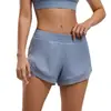 Pantalones Cortos de Malla Europeos y Americanos Transfronterizos Melocotón Shorts Deportivos de Fitness Sin Costuras Color Piel Bolsillo Shorts de Yoga para Mujer