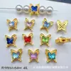 Contas Espaçadoras de Borboleta Multicor com Strass de Diamante de Quatro Furos para Pulseira Colar Corrente de Celular Artesanal DIY Joias Acessórios de Liga