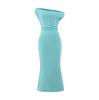 Deseo Puro Chica Caliente Sexy Fuera del Hombro Elegante Vestido de Cadera Vestido Plisado Irregular sin Mangas Popular en Internet para Mujer