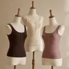 Camisola de Algodón Acanalado Puro Deseo con Botones y Almohadillas en el Pecho para Mujer, Otoño Temprano 2026, Se Puede Usar como Ropa Interior o Exterior