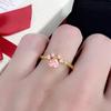 Venta caliente anillo de huella de pata con baño de oro de 24k y zircón de diamante rosa temperamento lindo animal garra de perro garra de pollo anillo de zircón