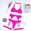Popular Europeo y Americano Verano Nuevo Moda Femenina Sexy Ropa Interior de Malla Cómoda Adelgazante Push-Up Set de Cuatro Piezas con Aros de Acero