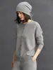 Cárdigan minimalista de cachemira, nuevo estilo otoño e invierno, cuello redondo, color liso, top versátil, corte holgado, chaqueta suéter de punto adelgazante