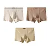 Huajielong Textura de Algodão Cor Sólida Roupa Íntima Masculina Atacado Cintura Média Masculina Tamanho Grande Respirável Boxer Brief Masculino Pode Fazer Dropshipping