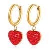 Moda Europeia e Americana Cross-border Love Pingente Sticky Diamond Brincos redondos de aço inoxidável Brincos Feminino All-match Simples 18K Brincos
