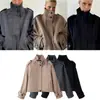 Moda europea y americana transfronteriza para mujer AliExpress superventas chaqueta corta informal suelta con cuello mao