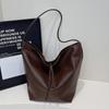Bolso Tote de Moda de Alta Gama de Cuero Suave Simple de Gran Capacidad para Viajar al Trabajo Combinable Maillard Color Sólido Bolso de Hombro para Mujer