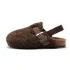 RUIZUSTOCK Ruizu Novas Sandálias e Chinelos de Cortiça Outono e Inverno Crianças Sandálias Quentes de Camurça para Meninos e Meninas
