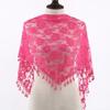 Bufanda Triángulo Nueva de Encaje Calado Color Puro Flor de Rosa Borla Moda para Todo el Año Bufanda Elegante para Dama Velo