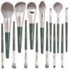 Juego de 14 brochas de maquillaje Green Cloud Cangzhou juego completo de brocha para sombra de ojos, polvo, base, rubor, contorno nasal, herramientas de maquillaje