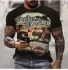 Verano Exportación Transfronterizo Nueva Serie de Motocicletas Impresión Digital 3D Estilo Hip-hop Urbano Suéter Ajustado Camiseta para Hombre