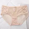 2025 Novo Estilo Francês Sexy Renda Vazada Calcinha Feminina Tiras Finas Cruzadas Cobertura do Quadril Renda/Tule Roupa Íntima