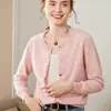 Cardigan de Punto de Cachemira para Mujer, Color Sólido Simple, Cuello Redondo, Holgado, Casual, para Viajar, Otoño Clásico 2026